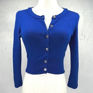 Y2K Moda International Silk Cashmere Cropped Preppy Coquette Cardigan Size Small